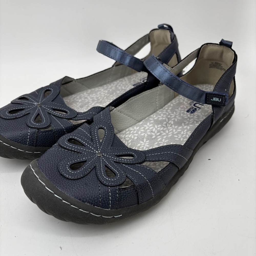 JBU by Jambu Magnolia Navy Blue Floral Mary Jane Memory Foam Flats 10M B2MAG45